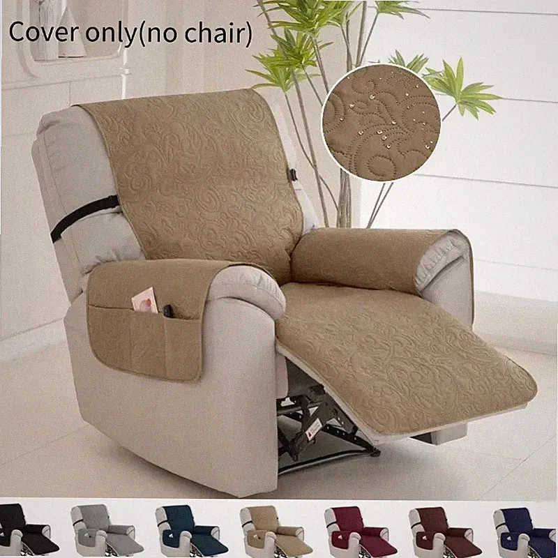 1Set Recliner Sofa Cover Anti-Dirty Cats Chair Cover Solid Color Armchair Cover