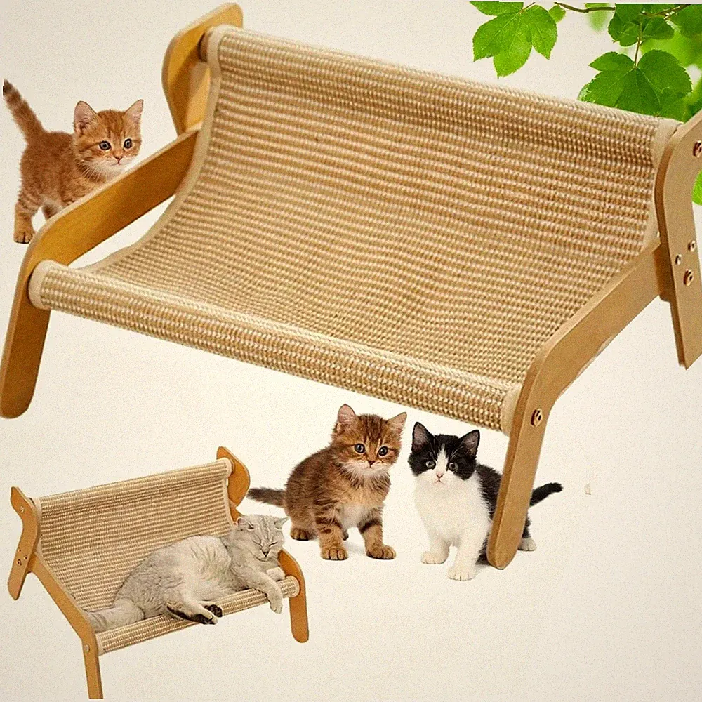 2-in-1 Cats Scratch Pad Cat Sisal Chair Hammock Kitten Scratcher Bed Lounger