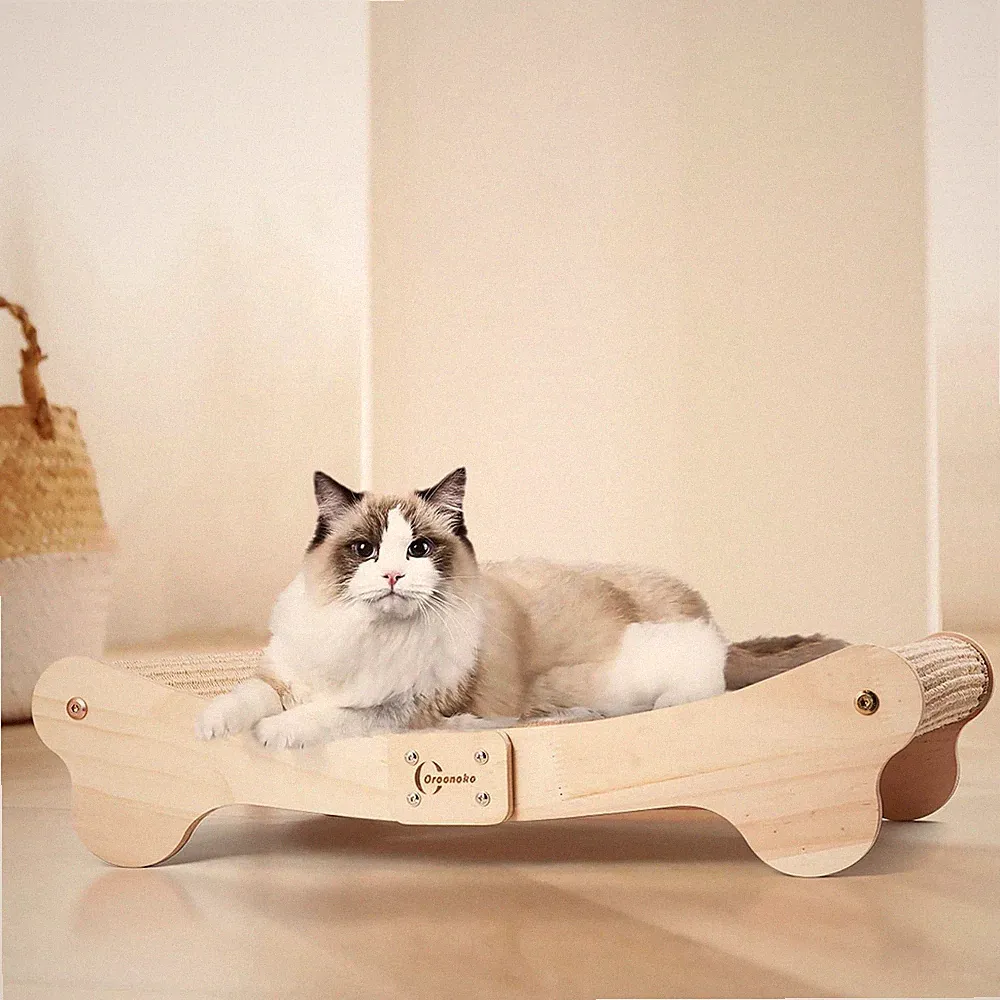 2in1 Sisal Cat Scratcher Bed NonTip Wood Base Large Scratching Pad Lounger