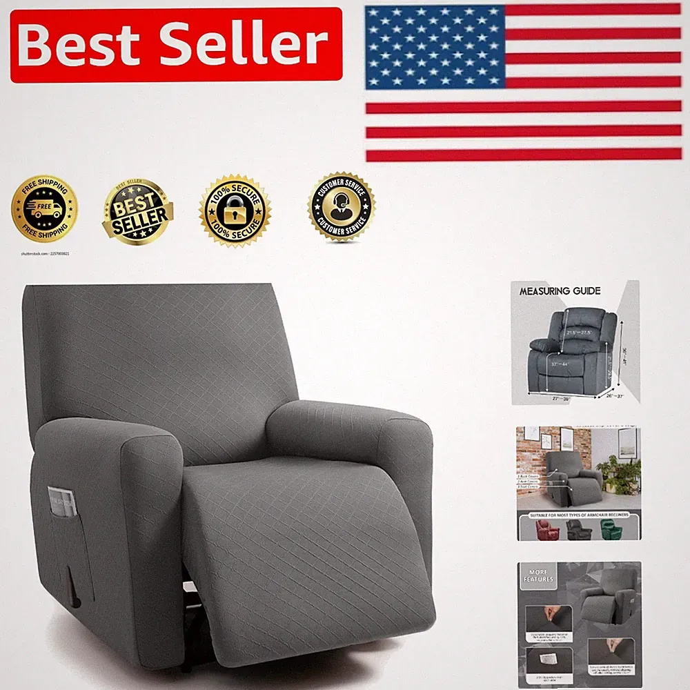 4-Piece Washable Recliner Cover Set for Single Seats - Scratch Resistant Design