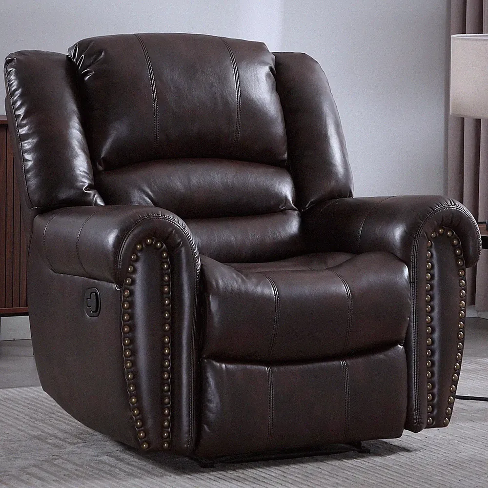 EBELLO Leather Manual Recliner Chair, Classic and Traditional Single Sofa Chair