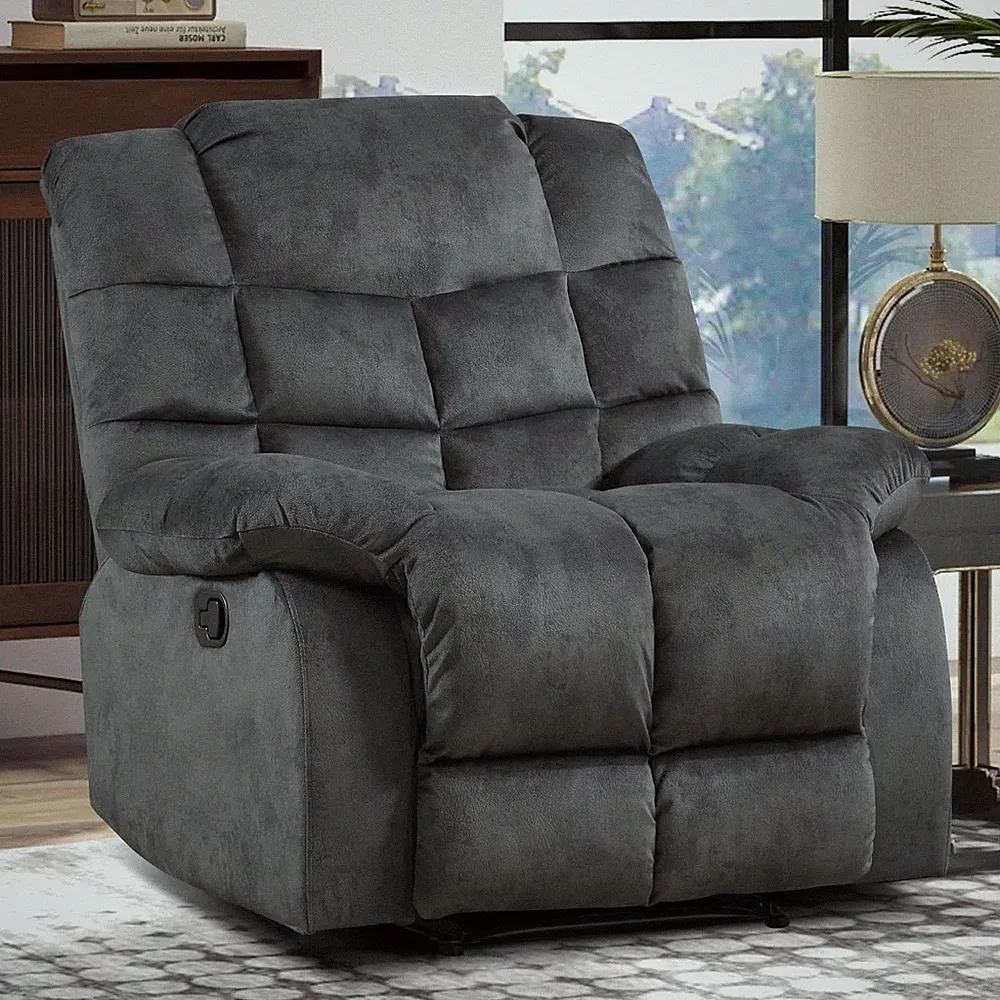 EBELLO Soft Fabric Manual Recliner Chair with Overstuffed Backrest and Armrest