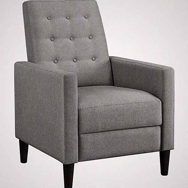 Fabric Recliner Mid-Century Single Reclining Chair Adjustable Back & Footrest