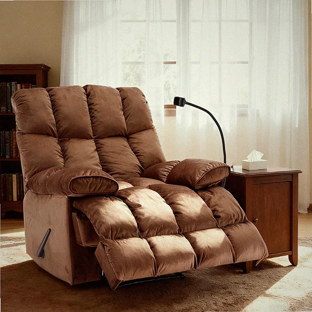 Manual Adjustable Oversized Recliner Chair with Phone Holder, Extra Large Reclin