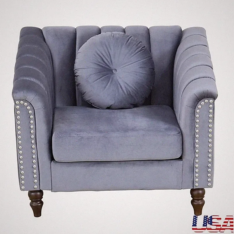 Modern Microfiber Sofa Set W/ Chairs Nailhead Trim Stylish Living Room Furniture