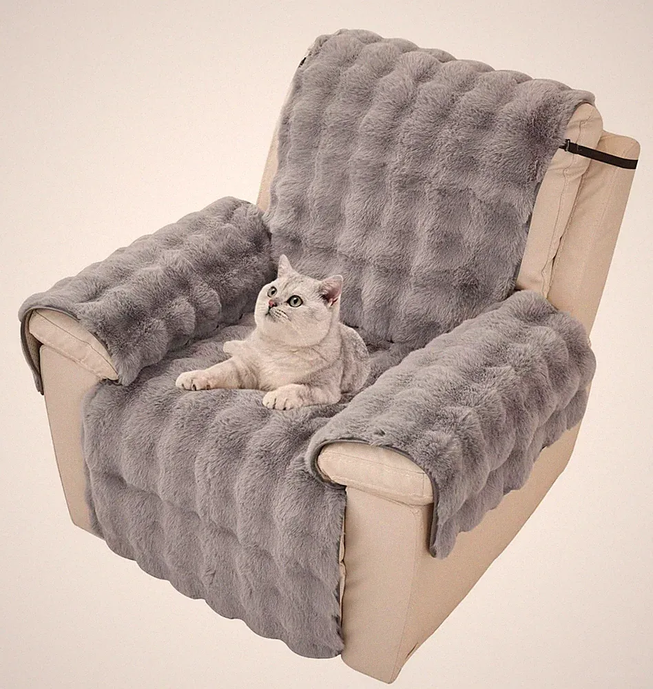 Piece Grey Recliner Chair Covers for Cats Dogs Non-Slip Lazy Boy Recliner Cov...