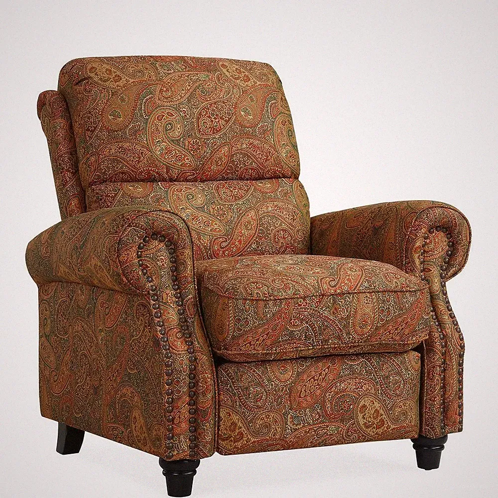 ProLounger Pushback Recliner with Nailheads in Burgundy Paisley