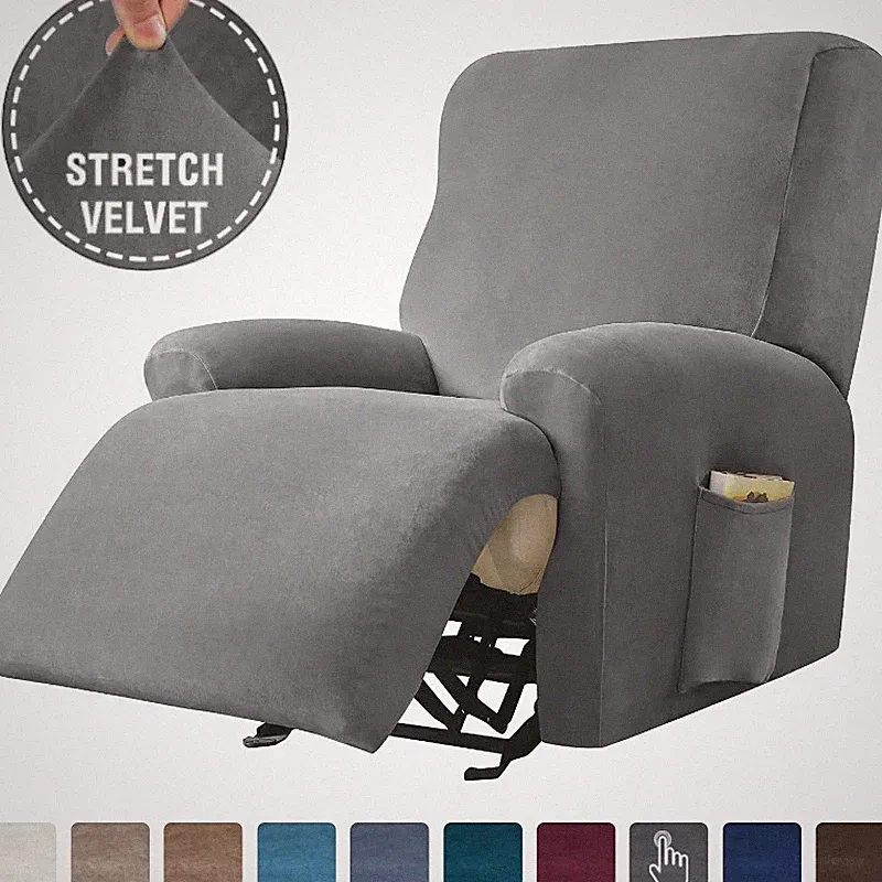 Single Seat Anti Slip Recliner Sofa Covers Velvet Armchair Slipcovers Anti Cat
