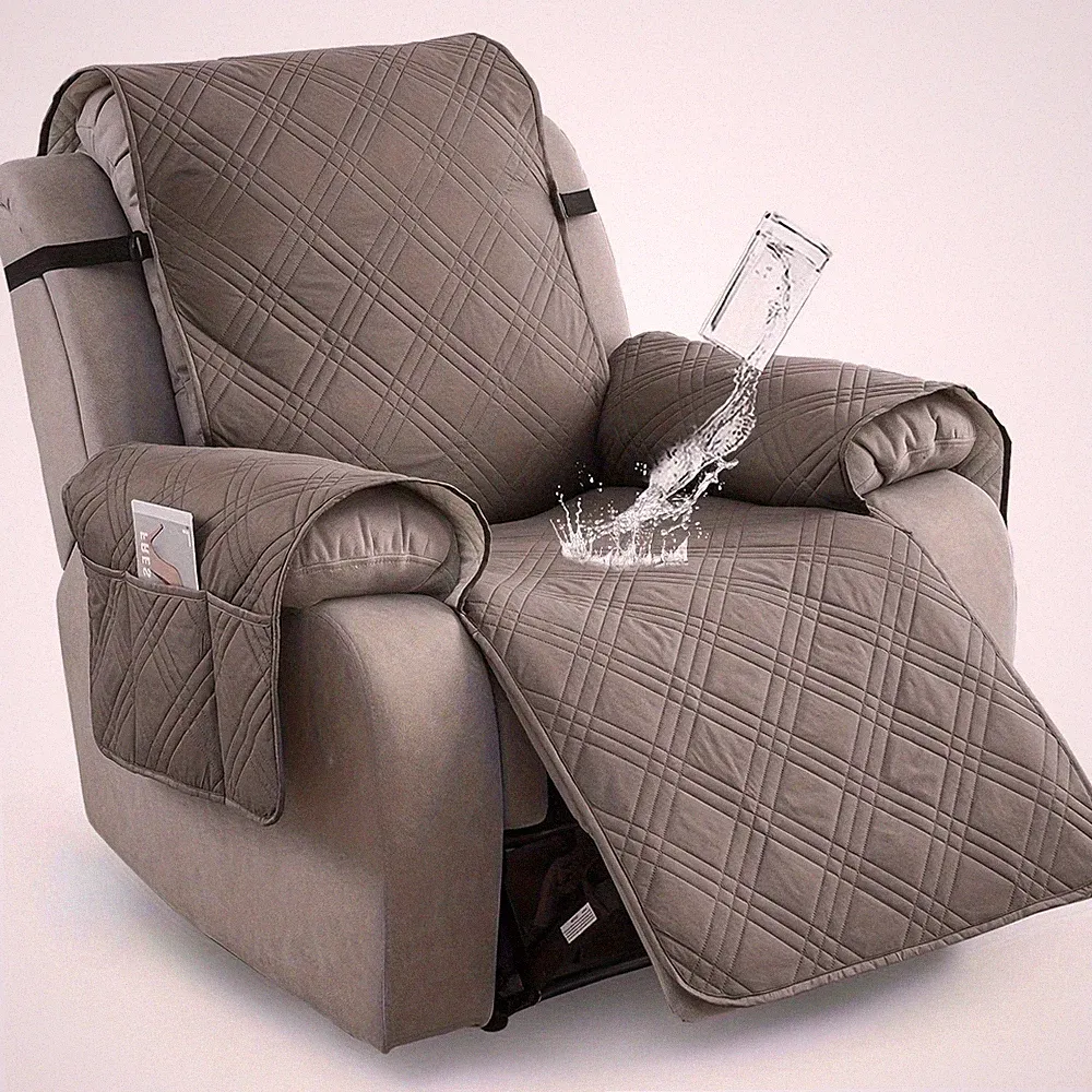 Waterproof Recliner Chair Cover Non Slip Pet Proof Sofa Protector w Pocket